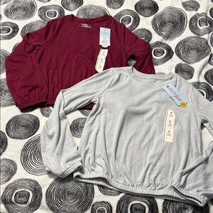 Cat & Jack Kids Long Sleeve Tops - Maroon and Light Gray